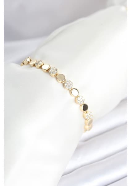 Clariss Pirinç Gold Renk Nokta Model Zirkon Taşlı Kadın