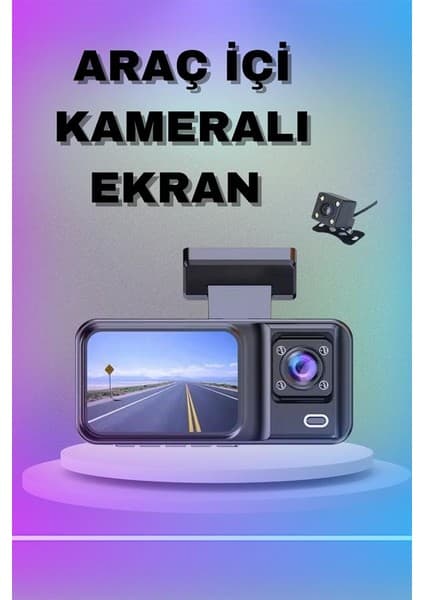 1080P 3 Lensli Wifi Araç Içi Kameralı Ekran Dvr Fiyatı