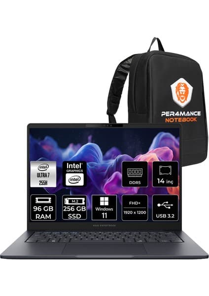 Asus Expertbook B5 Core Ultra 7 255H Notebook 96GB RAM 256GB Fiyatı