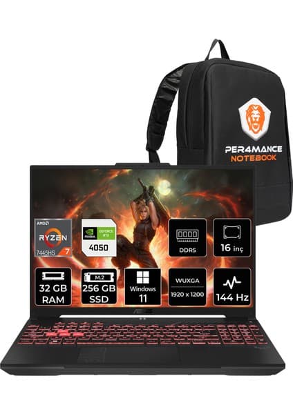 Asus Tuf A16 Ryzen 7 7445HS RTX 4050 Gaming Laptop 32GB RAM Fiyatı