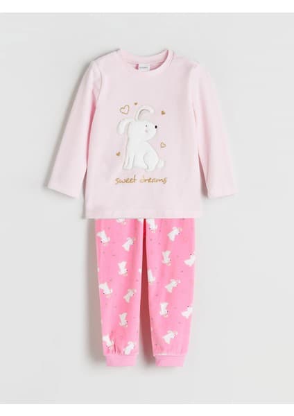 Lc Waikiki Yeni Sezon Bisiklet Yaka Baskılı Kız Çocuk Pijama