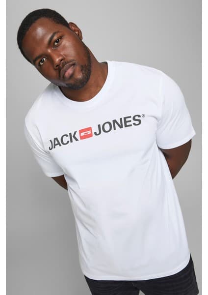 Jack & Jones Büyük Beden Bisiklet Yaka % 100 Pamuk Plus Jjecorp T Shirt Erkek T Shirt