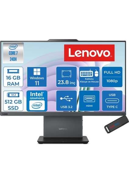 Lenovo Thinkcentre Neo 50A 24 Gen 5 Intel® Core™ 7 240H 5.2ghz 16GB Ddr5 512GB SSD 23.8" Fhd