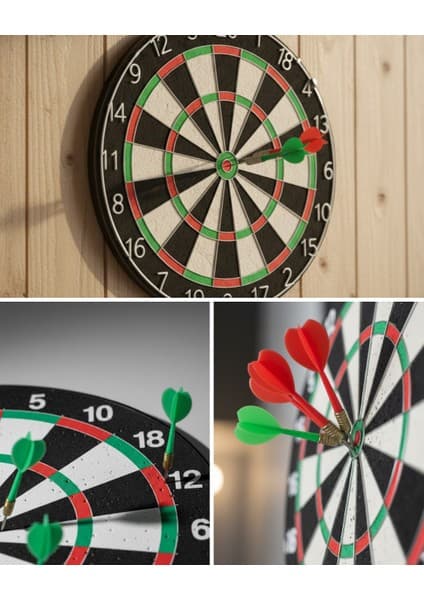 Kaliteli Ahşap Dart Tahtası 12 Inç 4 Adet Metal Iğne Uçlu