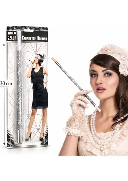 Magicool 30 cm Gümüş Payetli Tutacağı - 1920 Ler Gatsby Parti