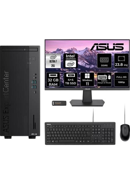 Asus Expertcenter B900MF Core Ultra 7 265 Masaüstü Bilgisayar 32GB RAM 4TB SSD 23.8" FHD Win11 Pro