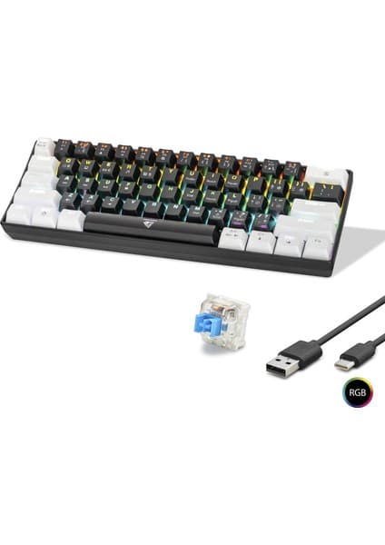 Skygo Mekanik Rgb Klavye Blue Switch - Siyah Beyaz MF1701BW