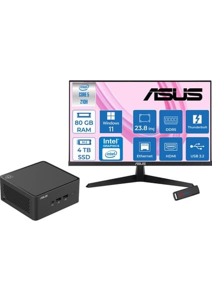 Asus Nuc 15 Pro Tall Kit Intel Core 5-210H 4.8ghz Up 80GB Fiyatı