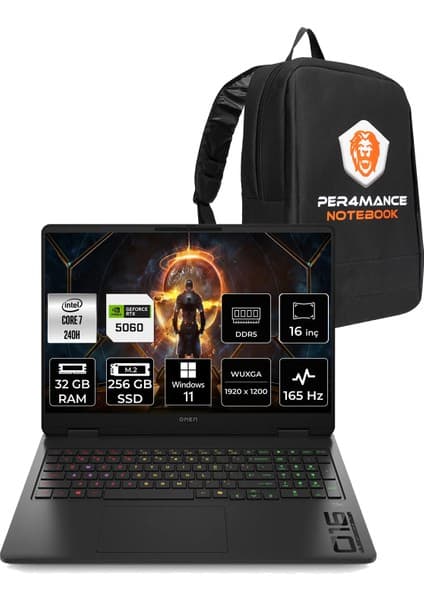 HP Omen 16 Core 7 240H RTX 5060 8GB 32GB RAM 256GB SSD 16 Fiyatı