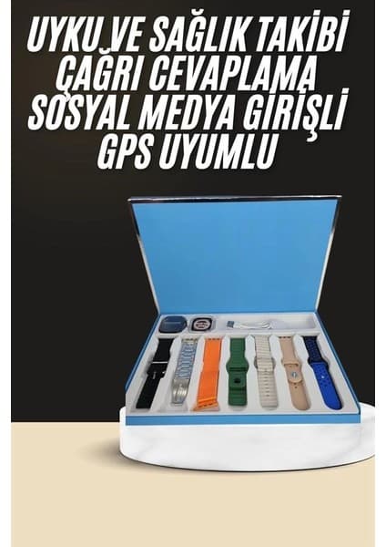 Epilons 7 Kordonlu Unisex Akıllı Saat Çoklu Kordon Seçeneği Amoled