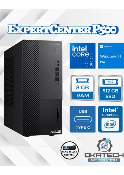 Asus Expertcenter P500MV-C52108512B0D Core 5-210H 8gb Ram Ddr5 512GB SSD WİN11PRO Masaüstü