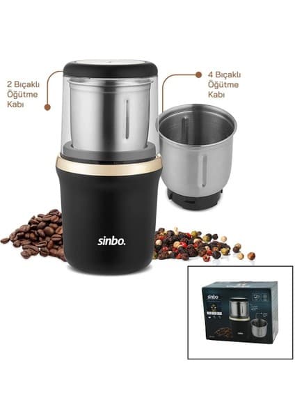 Toyigoo Elektrikli Gold Kahve - Baharat Öğütücü Makine 2pcs Çelik Öğütme Hazne=2 Bıçaklı - 4
