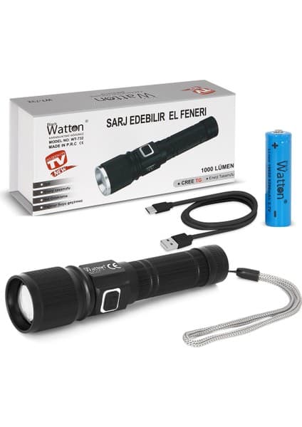 Colezium Cree Tg LED 1000 Lümen Göstergeli Fonksiyonel El Feneri Watton
