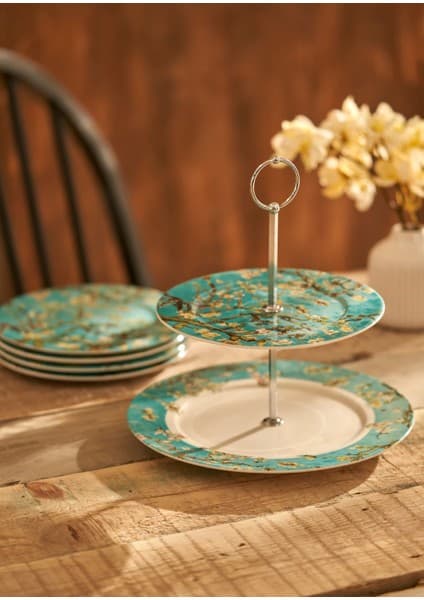 Bella Maison Van Gogh Almond Blossom Porselen 2 Katlı Kurabiyelik
