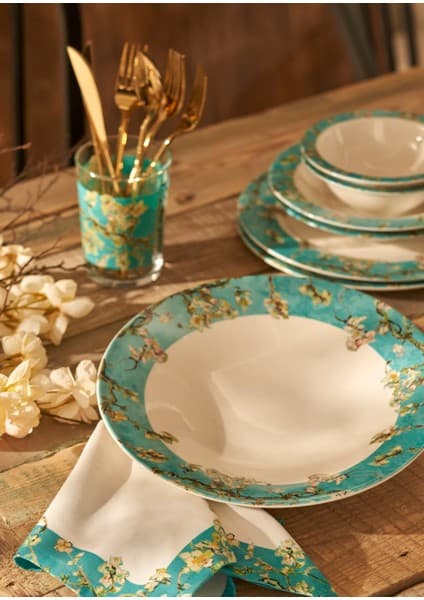 Bella Maison Van Gogh Almond Blossom Turkuaz Porselen Salata Kasesi 29