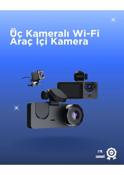 Terrien Gelişmiş G-Sensörlü Üçlü Araç Kamerası – 5” LCD Ekran ve Hareket