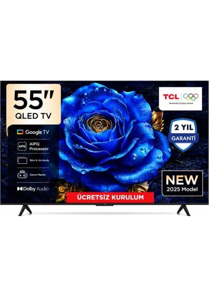 TCL 55T61C 55" 140 Ekran Uydu Alıcılı 4K Ultra HD Google Smart QLED