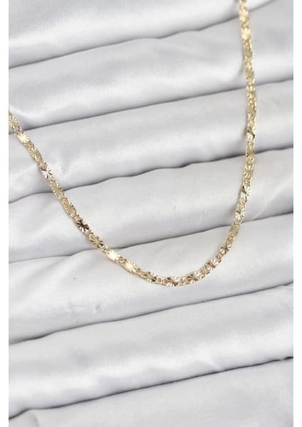 cm 14K Gold Renk Lazerli Zincir Model Kadın