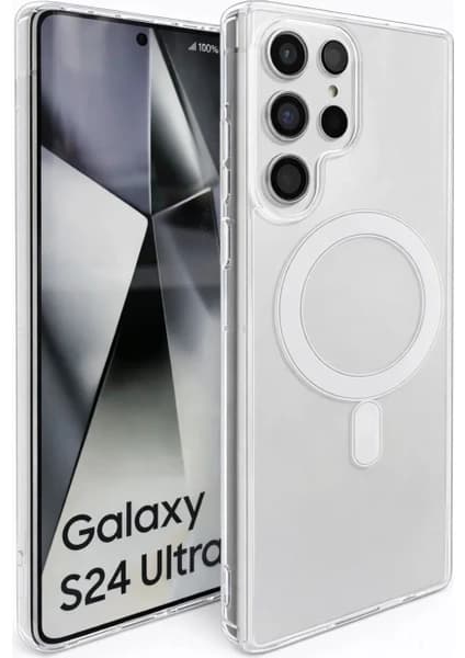 Fenza Samsung Galaxy S24 Ultra Uyumlu Kamera Korumalı Magsafe Wireless Şarj Özellikli Lüks Şeffaf Silikon