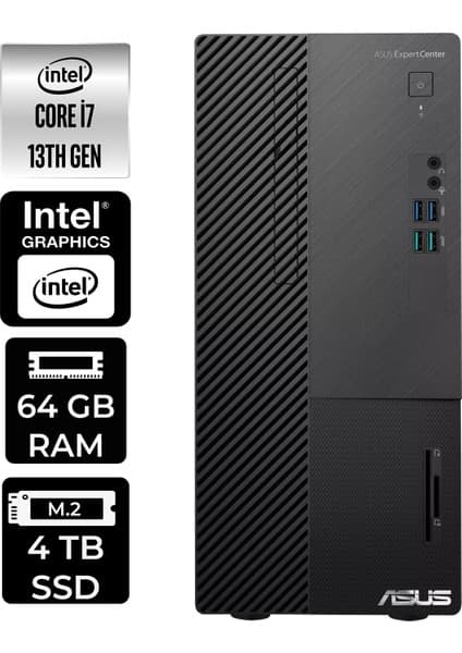 Asus Expertcenter D500ME i7 13700 64GB RAM 4TB SSD Win11 Pro D500000I713700P348 Masaüstü Bilgisayar