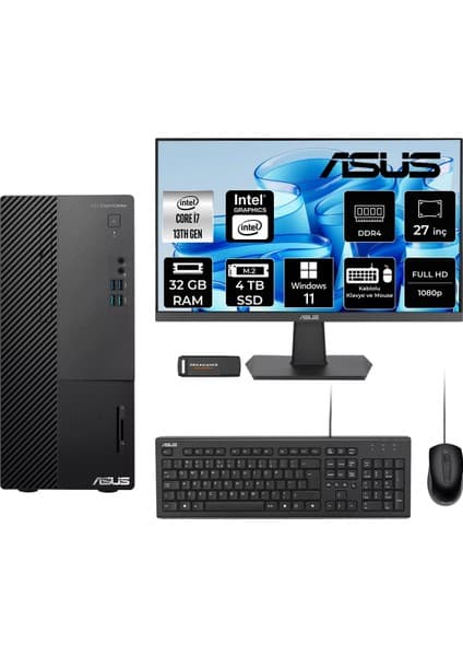 Asus Expertcenter D500ME i7 13700 32GB RAM 4TB SSD 27" FHD Win11 Pro D500000I713700P820 Masaüstü