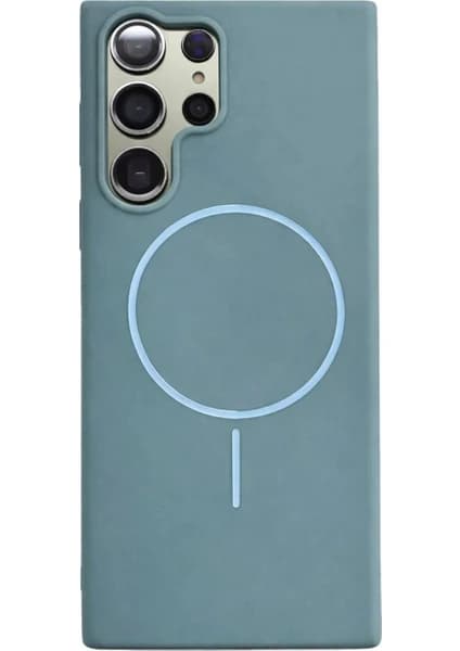 Fenza Samsung Galaxy S24 Ultra Uyumlu Içi Kadife Magsafe Wireless Şarj Özellikli Yeşil Renkli Telefon