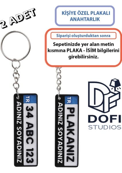 Kişiye Özel Plaka Anahtarlık Çiftli Set (2 Adet) - Isimli ve Plakalı Araç