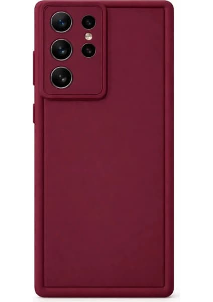 Fenza Samsung Galaxy S24 Ultra Uyumlu Bordo Renkli Mat Silikon Telefon Kılıfı