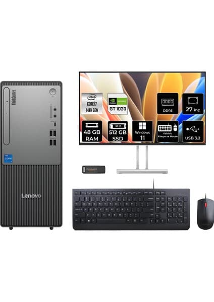 Lenovo Thinkcentre Neo 50T Gen 5 i7 14700 48GB RAM 512GB SSD 27" FHD Win11 Home 12UAS0GL00P1049