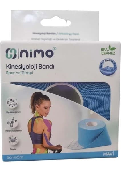 Montreal Nimo Kinesiyoloji Bandı 5CMX5M Mavi ( 3 Adet