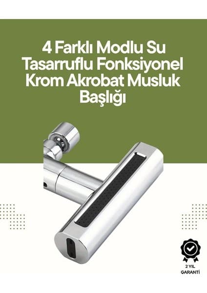Epilons Krom Musluk Başlığı | 4'ü 1 Arada Su Çıkışı | Kolay