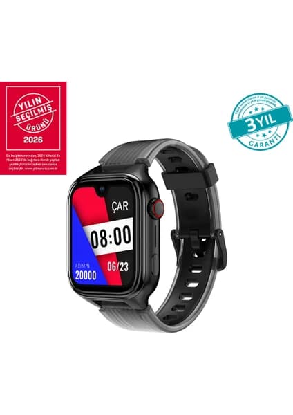 Ttec Kidi Pro AMOLED Ekranlı GPS 4G Sim Kartlı Akıllı Çocuk Saati Panter Siyahı 2KSW03