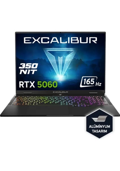 Casper Excalibur G915 Intel Core i7 13620H 32GB 1TB SSD RTX5060 Freedos 16" 165Hz Taşınabilir Bilgisayar G915.1362-DF60X-C