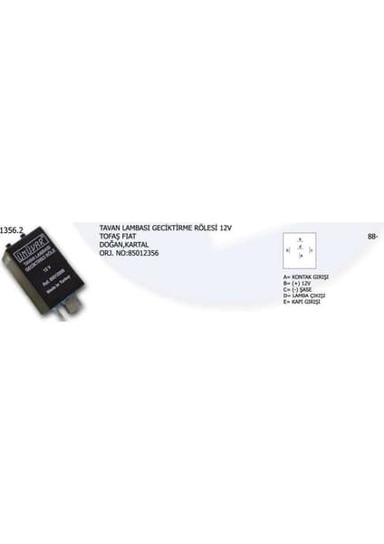 Ünüvar Tavan Lamba Geciktirme Rolesi 12V Dk 85012356 (1 Ad