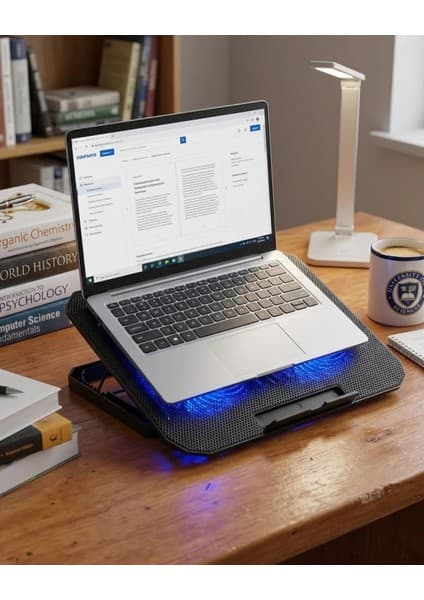 Epilons USB Girişli Laptop Soğutma Standı Çift Fan Mavi Işıklı Notebook