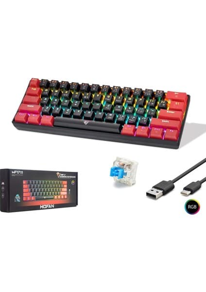 Hadron Mofan MF1701BR Gaming Mekanik Rgb Klavye Blue Switch - Siyah