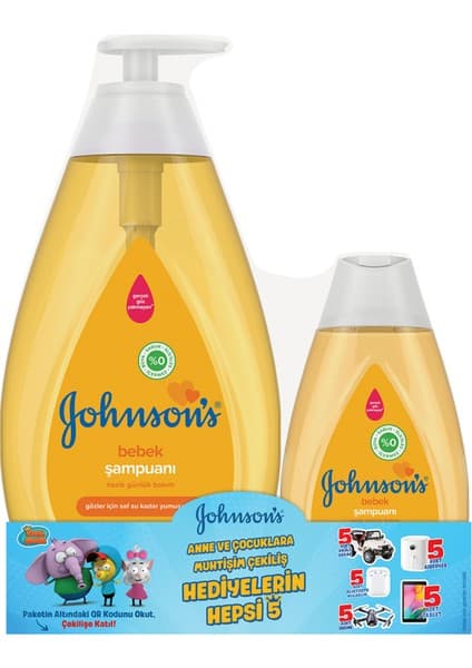 Johnson's Baby Göz Yakmayan Formül Bebek Şampuanı 750 ml + 200 ml Avantaj Paketi Hassas Ciltler