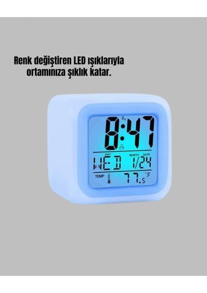Enco Store Renk Değiştiren LED Alarmlı Dijital Küp Masa