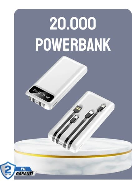 Hızlı Şarj Destekli 20.000MAH Powerbank USB Type-C Lightning