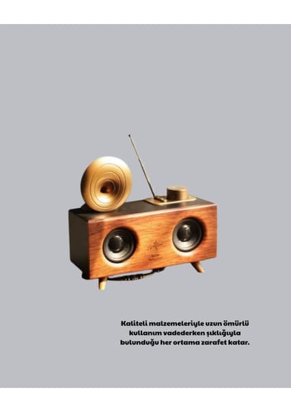 Çift Hoparlörlü Bluetooth Gramofon Speaker – Fm Radyo, Usb, Sd Kart ve Aux