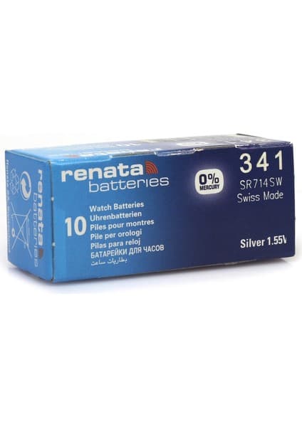 Renata 341 SR714SW 1.55V Alkalin Saat Pili 10 Adet