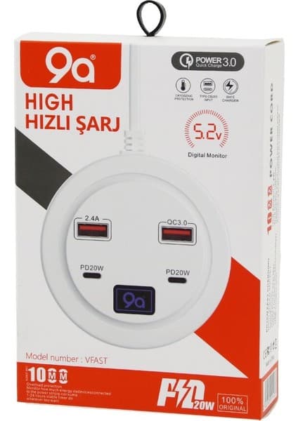 Motto Ticaret Hıgh Power 3.0 Vfast KY-100 Çoklu= 4 Lü Hızlı Şarj Seti 2AD -PD20W=TYPE-C -