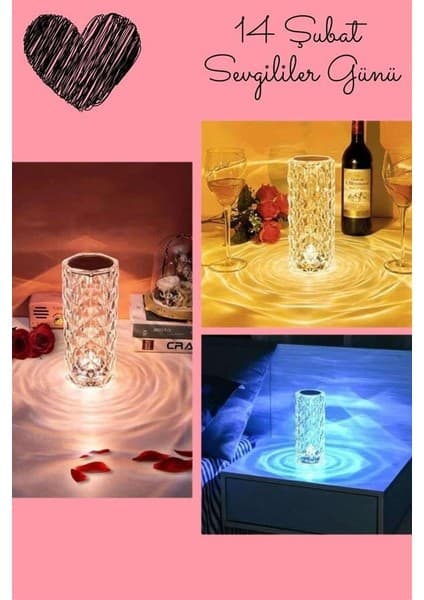 Sevgililer Gününe Özel Romantik Kristal Gece Lambası Sevgiliye Hediye -