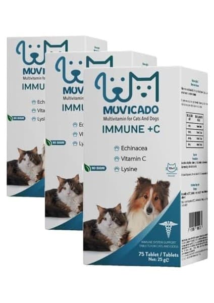 Muvicado Kedi ve Köpeklerin Bağışıklık Sistemini Destekleyen Tablet Immune C Vitamin (3