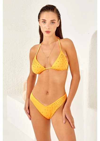 Lapieno Taş Baskılı Brezilian Kesim Üçgen Bikini