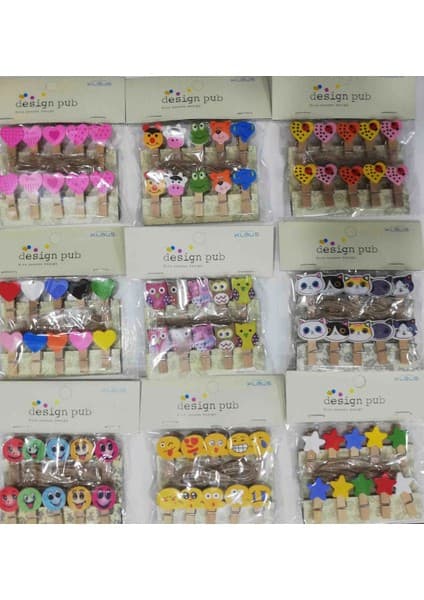 Mudanis 10'lu Şekilli Ahşap Mandallar 3.5cm (10'lu Set-10