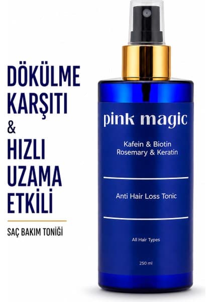 Pink Magic Dökülme Karşıtı Saç Bakım Toniği 250 ml Hızlı Uzama Etkisi ve Vegan