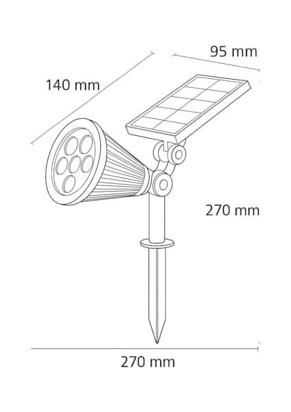 Prime 7W Solar LED Bahçe Armatürü 6400K Beyaz Işık – Güneş Enerjili Kazıklı & Duvar Montajlı Çim