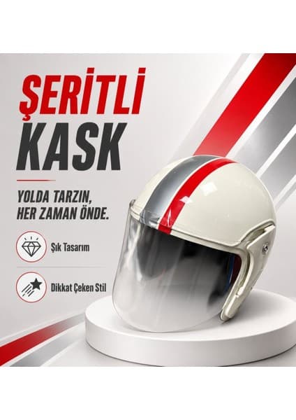 Beyaz Yarım Kask Motosiklet Kaskı Scooter Motor Bisiklet Kaskı Açık