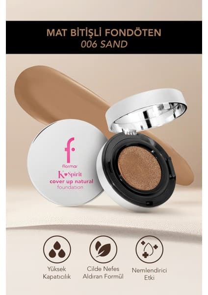 Flormar K-Spirit Cover Up Yüksek Kapatıcı & Uzun Süre Kalıcı Yarı Mat Bitişli Fondöten - 006